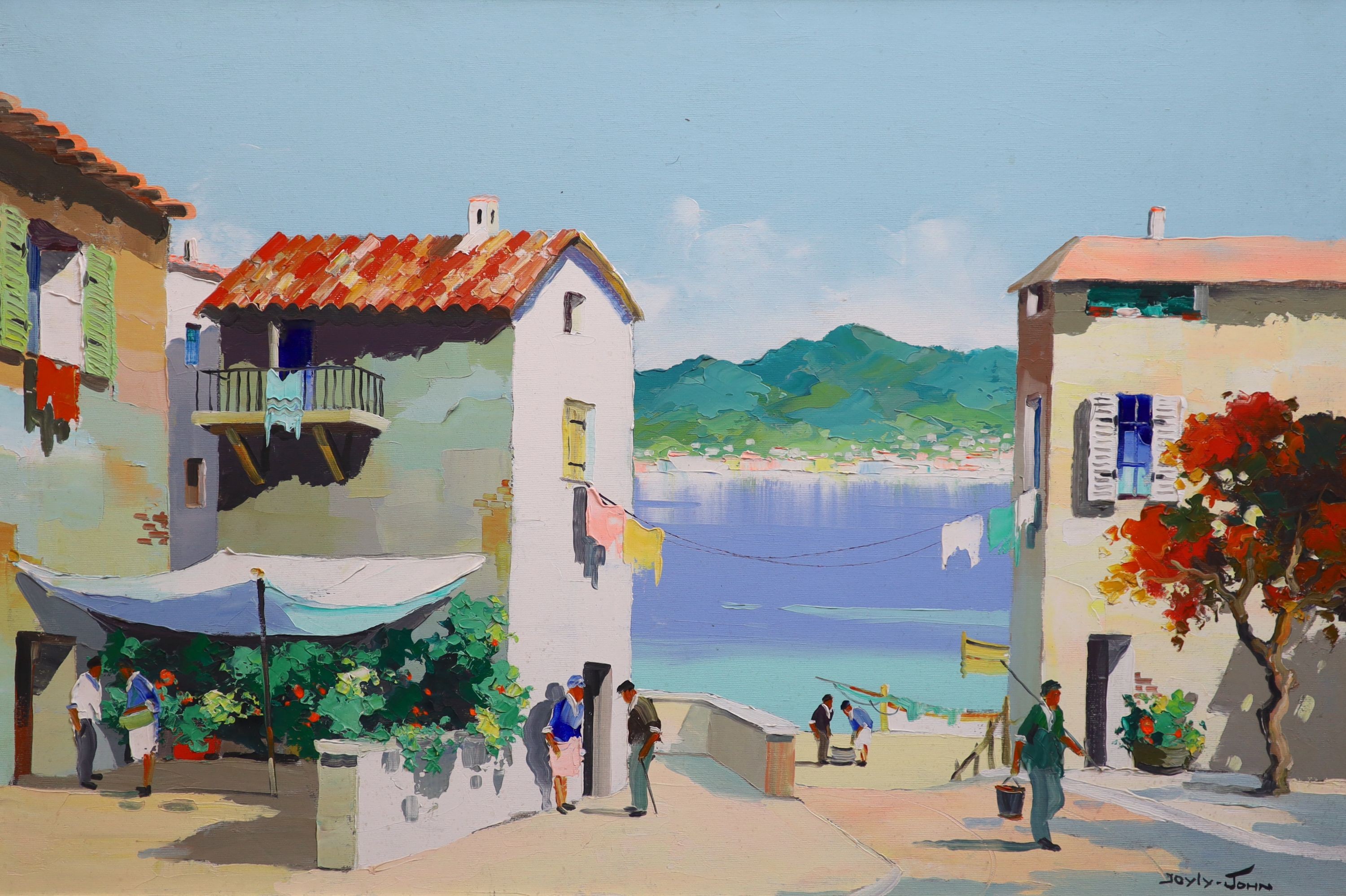 Cecil Rochfort D'Oyly John (1906-1993), Small fishing village near Cap Ferrat Villefranche, French Riviera, oil on canvas, 50 x 75cm